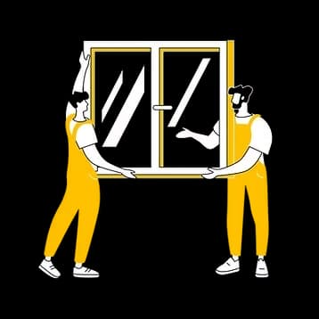 Workers carrying window